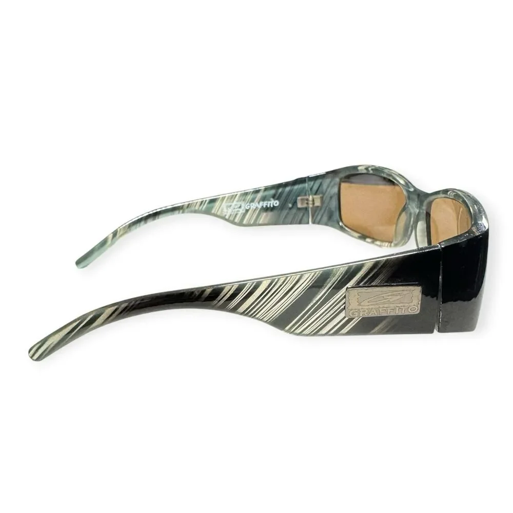 Graffito Gray Black Sunglasses Outdoors Brown Lenses Y2K